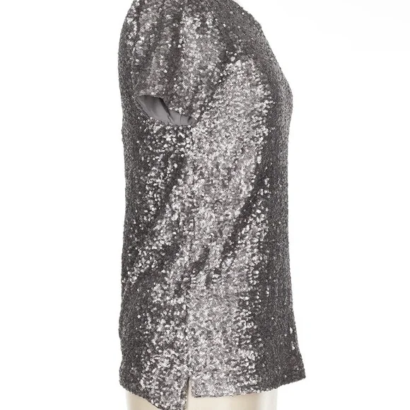 Velvet Silver Sequin Short Sleeve T-Shirt - Picture 3 of 10